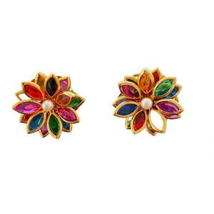 Earrings Vintage Women’s Colorful Flowers Jewelry
